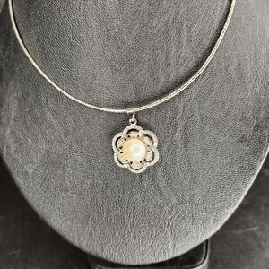 Omega Necklace with Freshwater Pearl Pendant